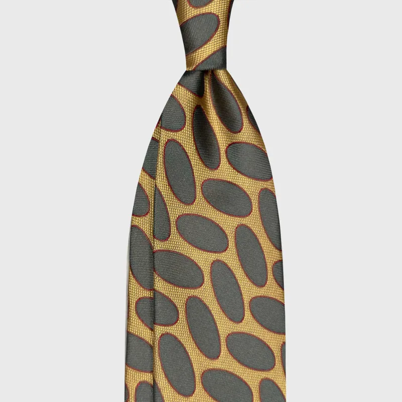 F.Marino Art Déco Silk Tie Oval Pattern Gold Yellow made by Wools Boutique Uomo