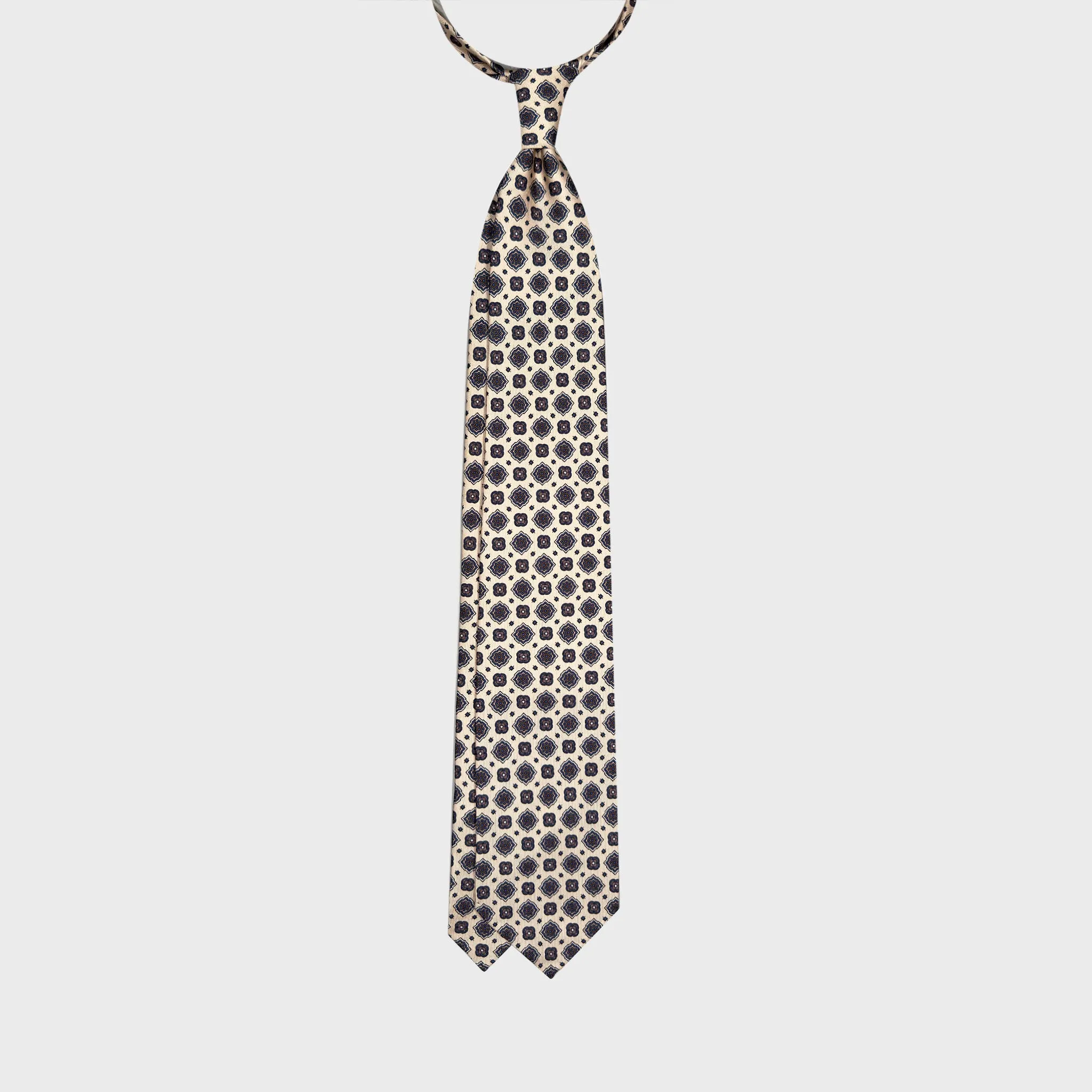 F.Marino Silk Tie Diamonds Pattern Ivory Beige sold by Wools Boutique Uomo product image thumbnail 3