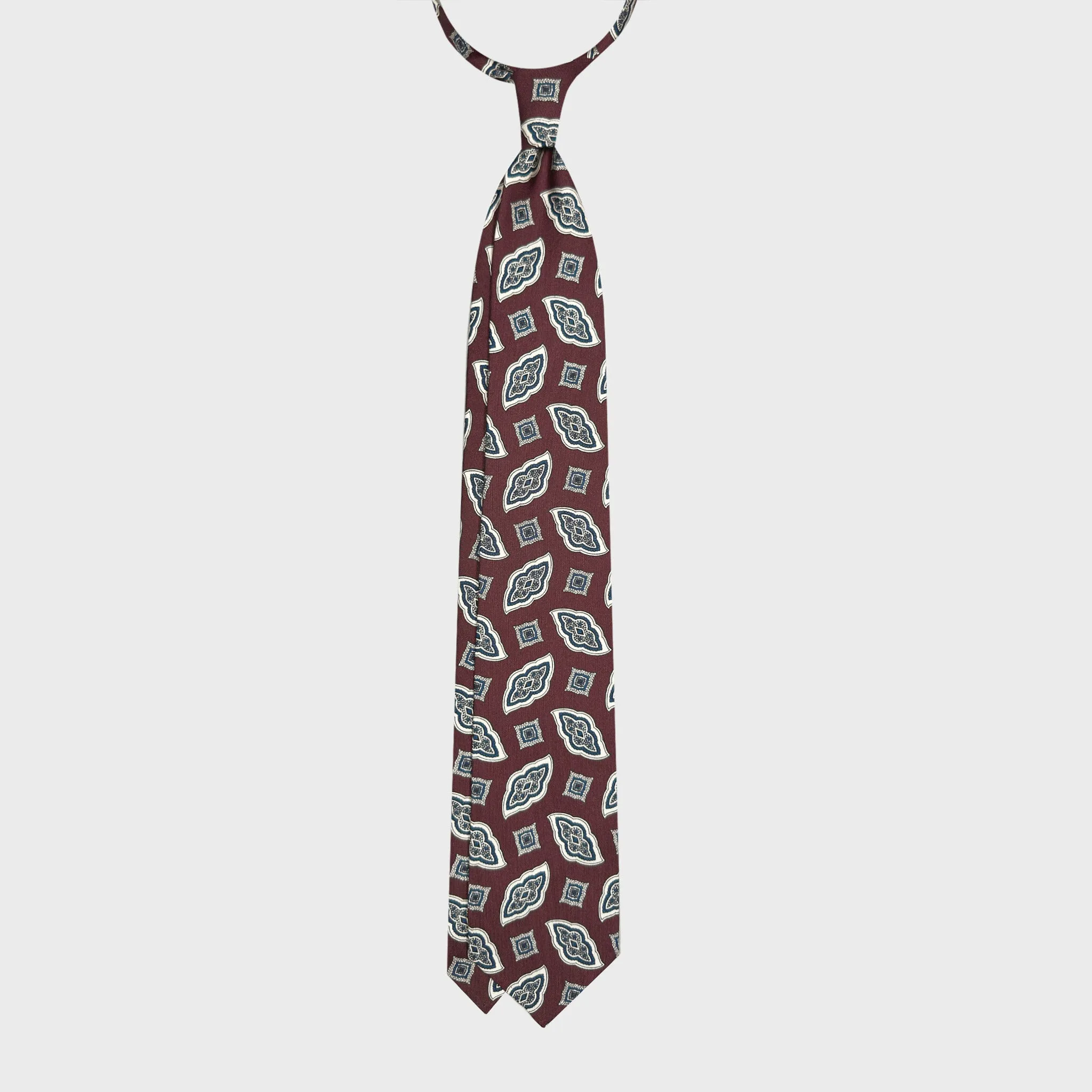 F.Marino Silk Tie Bold Diamonds Burgundy Red Wine sold by Wools Boutique Uomo product image thumbnail 4