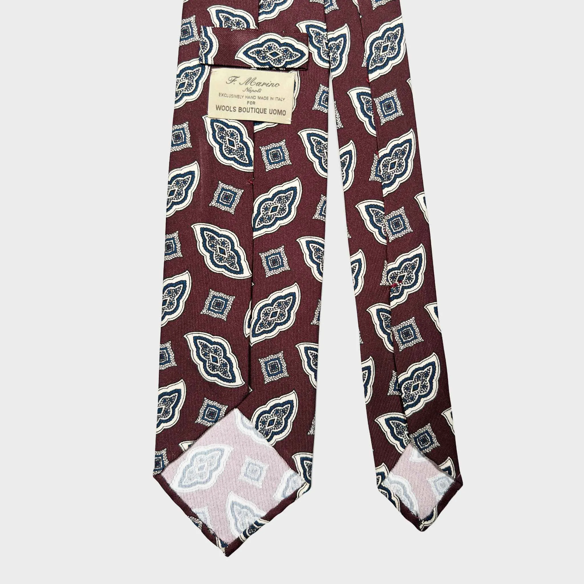 F.Marino Silk Tie Bold Diamonds Burgundy Red Wine sold by Wools Boutique Uomo product image thumbnail 5