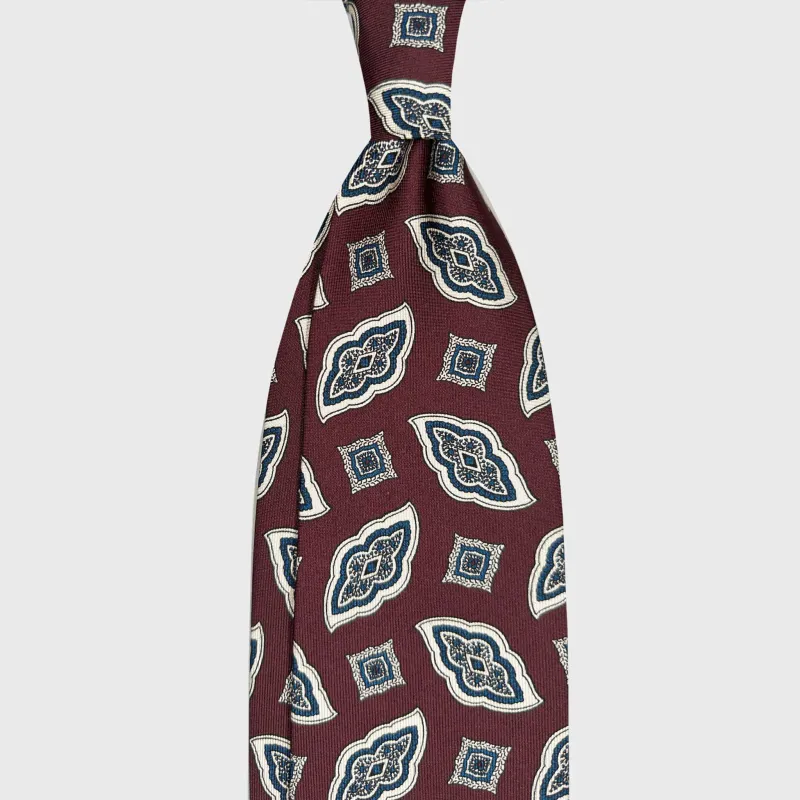 F.Marino Silk Tie Bold Diamonds Burgundy Red Wine made by Wools Boutique Uomo