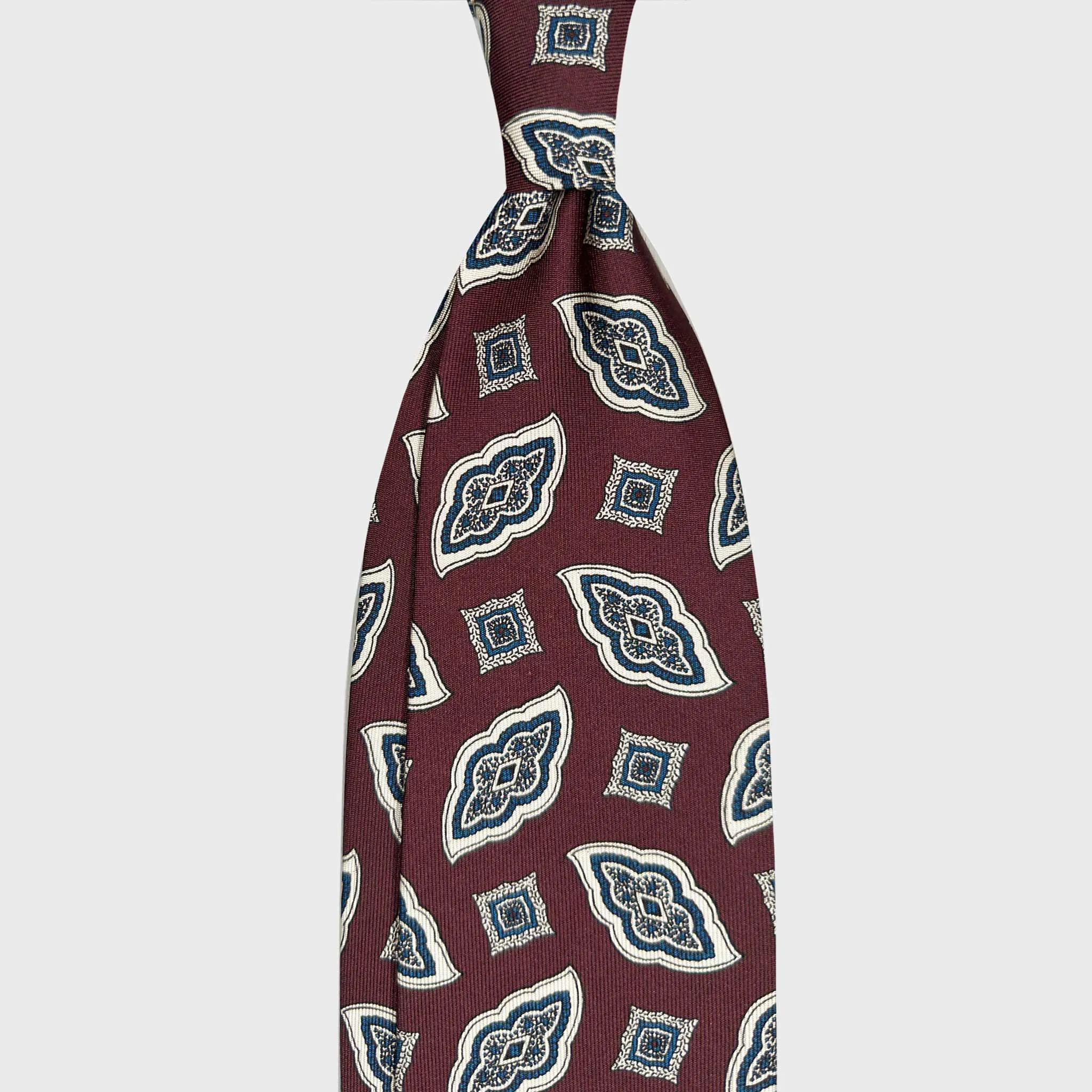 F.Marino Silk Tie Bold Diamonds Burgundy Red Wine sold by Wools Boutique Uomo