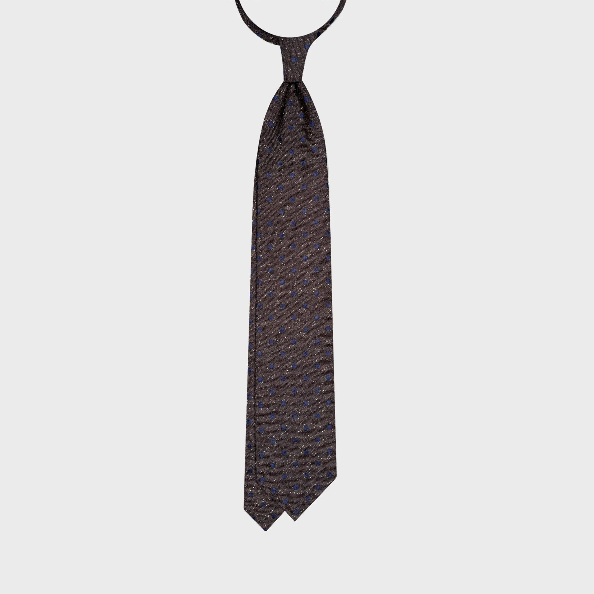 F.Marino Donegal Effect Silk Tie Cobalt Pois Coffee Brown sold by Wools Boutique Uomo product image thumbnail 4