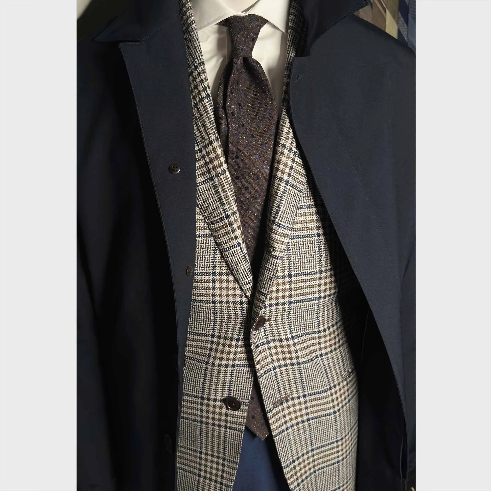 F.Marino Donegal Effect Silk Tie Cobalt Pois Coffee Brown sold by Wools Boutique Uomo product image thumbnail 2