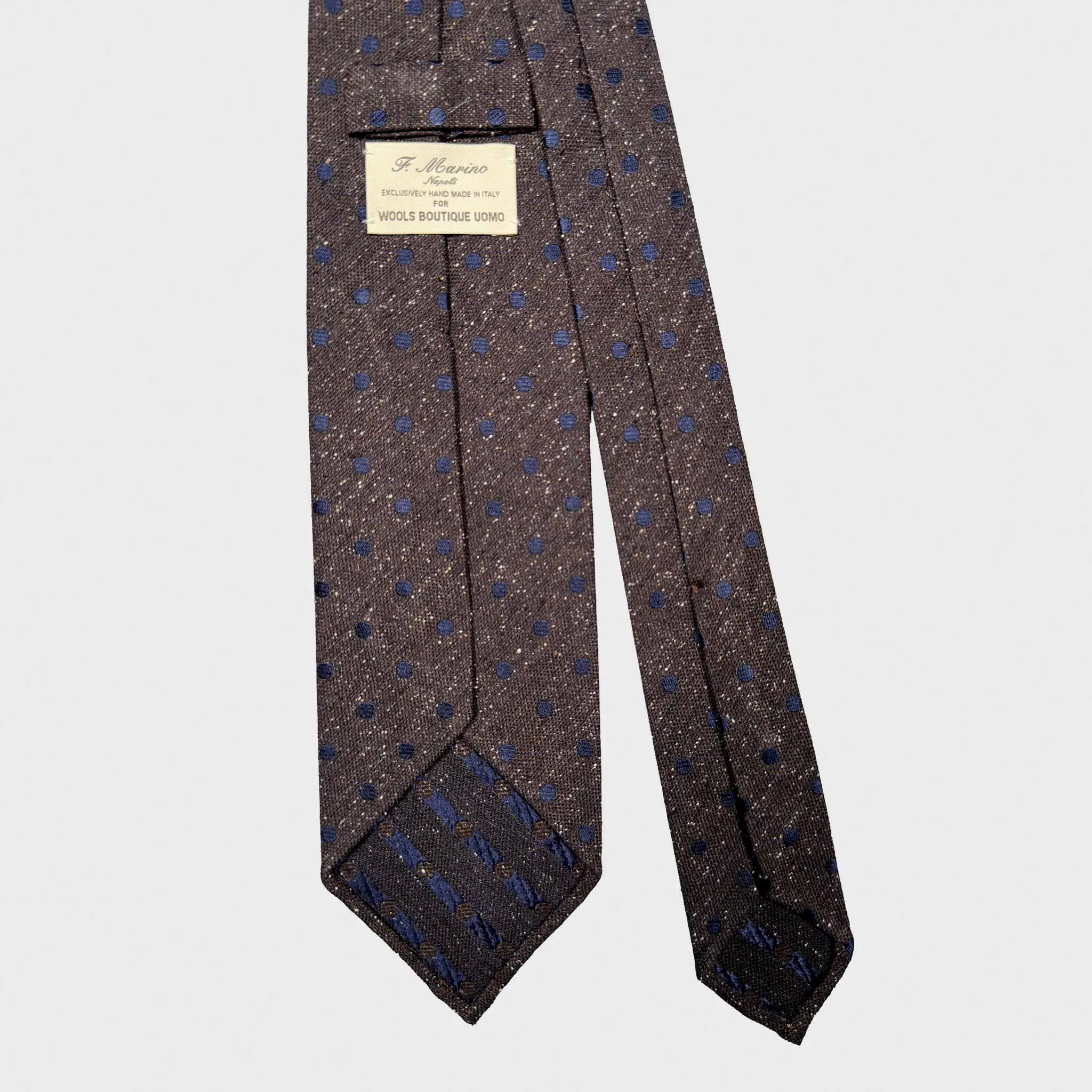 F.Marino Donegal Effect Silk Tie Cobalt Pois Coffee Brown sold by Wools Boutique Uomo product image thumbnail 5