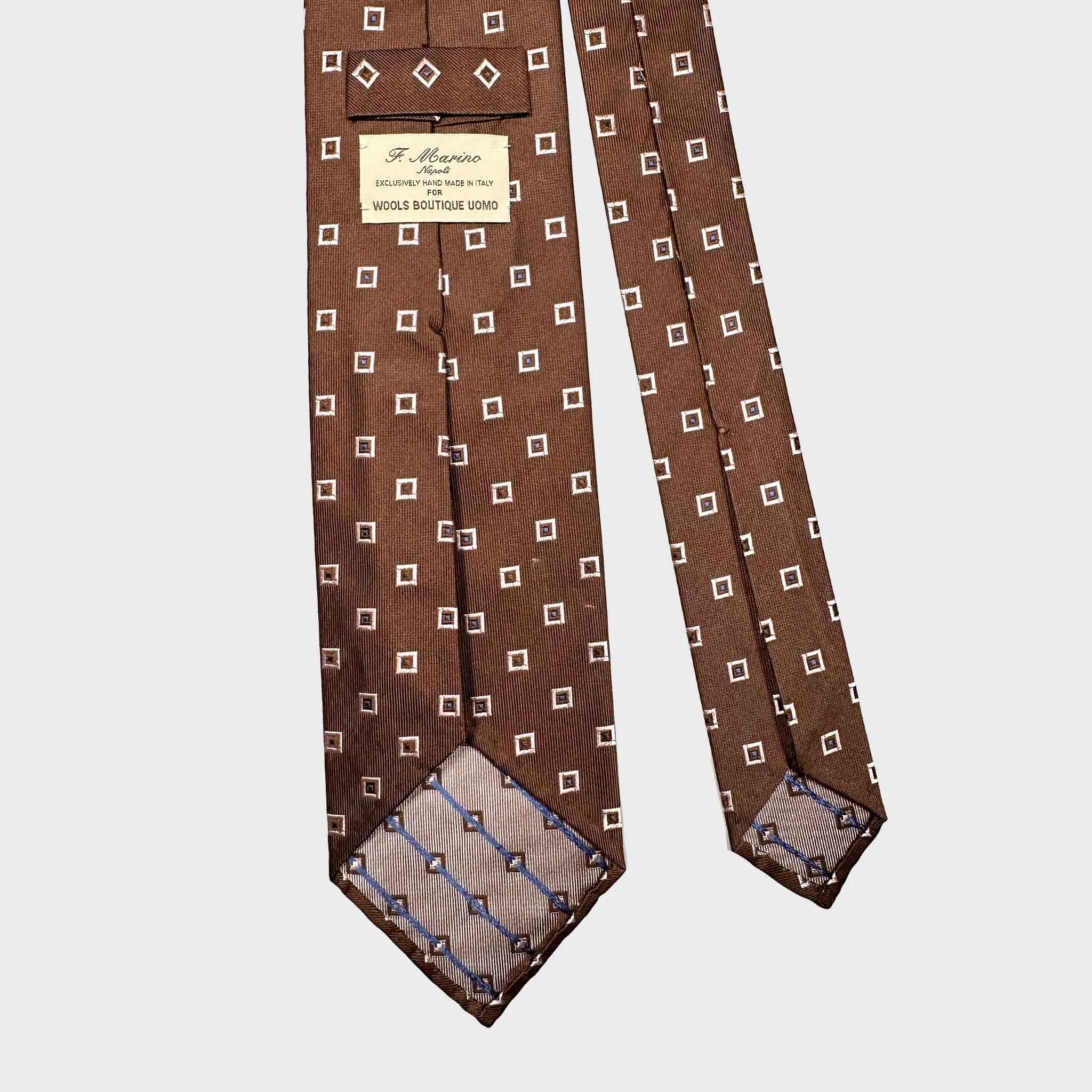 F.Marino Silk Tie Mini Frame Pattern Coffee Brown sold by Wools Boutique Uomo product image thumbnail 4