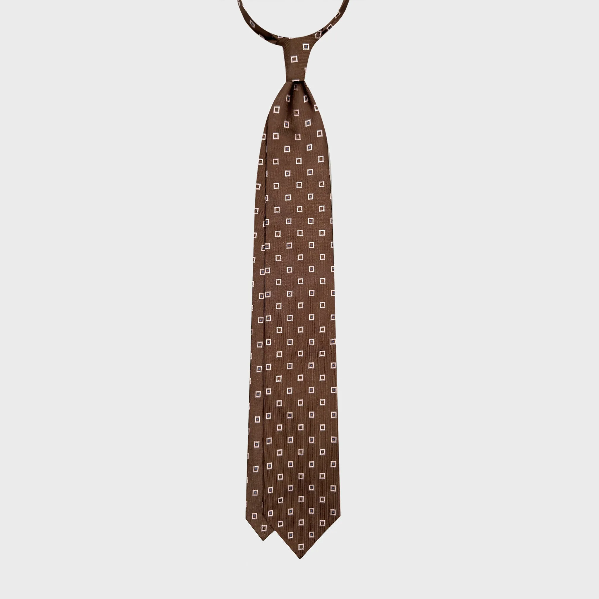 F.Marino Silk Tie Mini Frame Pattern Coffee Brown sold by Wools Boutique Uomo product image thumbnail 3