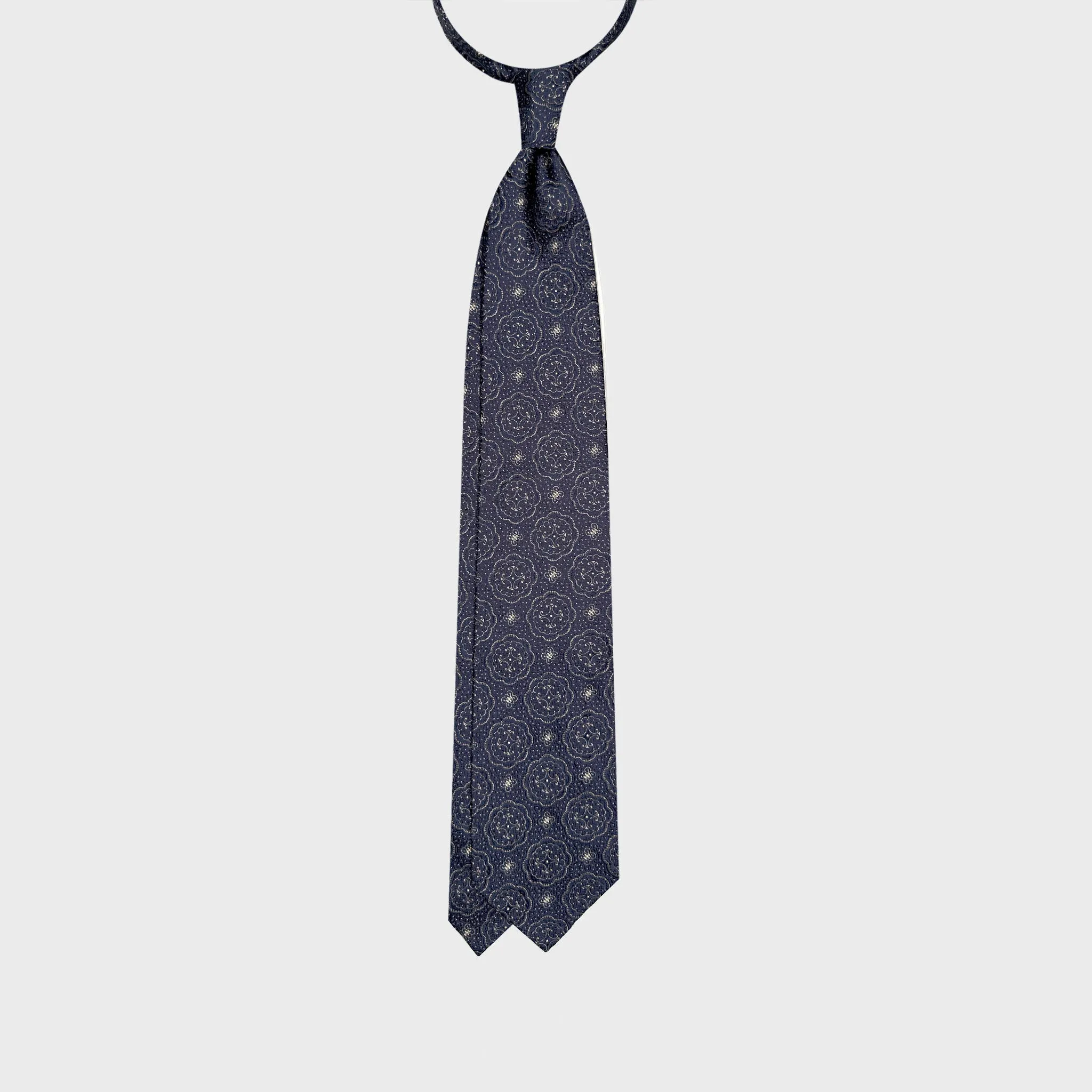 F.Marino Silk Tie Medallions Pattern Navy Blue sold by Wools Boutique Uomo product image thumbnail 3