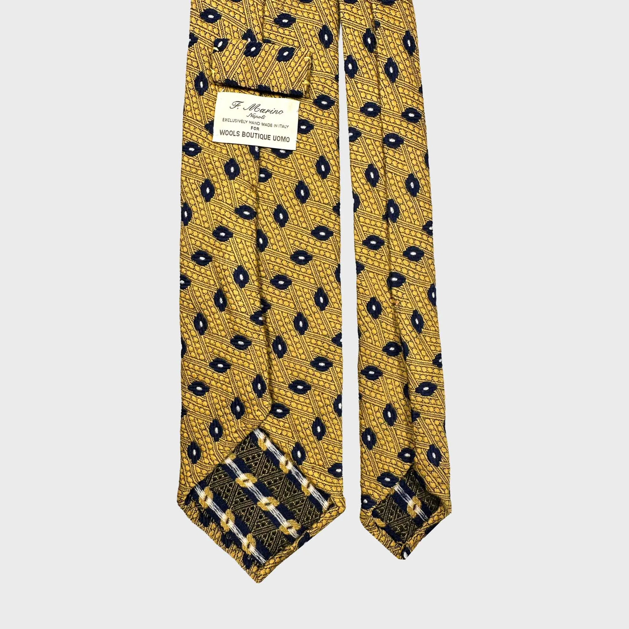 F.Marino Wool Tie Diamond Pattern Golden Yellow sold by Wools Boutique Uomo product image thumbnail 4