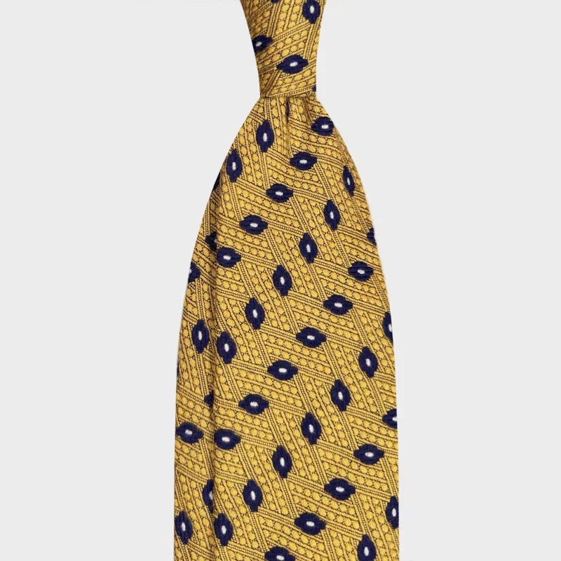 F.Marino Wool Tie Diamond Pattern Golden Yellow made by Wools Boutique Uomo