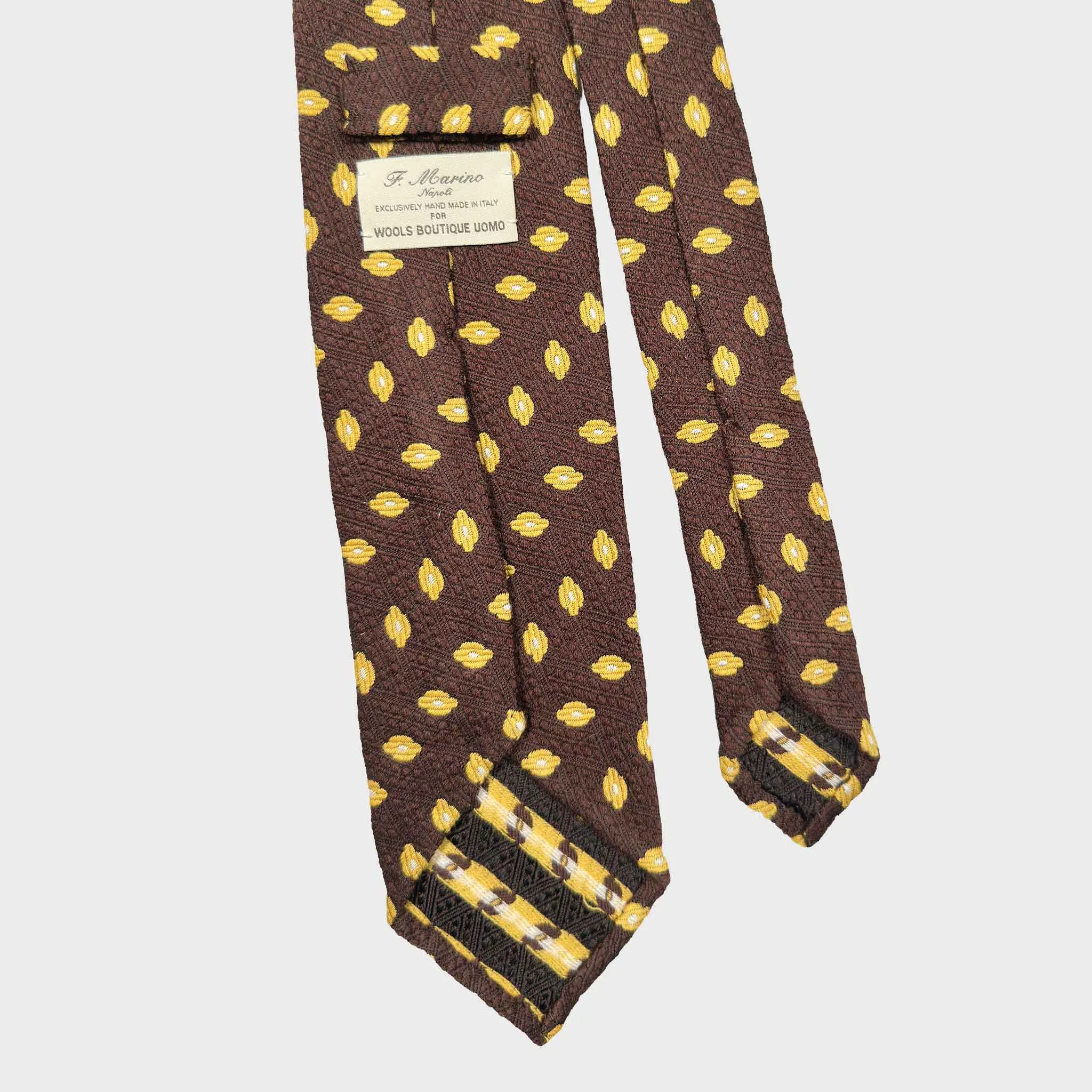 F.Marino Wool Tie Diamond Pattern Coffee Brown sold by Wools Boutique Uomo product image thumbnail 5