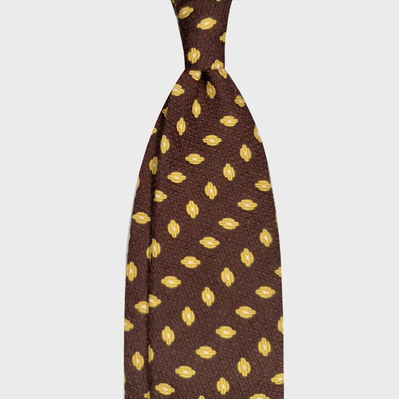 F.Marino Wool Tie Diamond Pattern Coffee Brown made by Wools Boutique Uomo