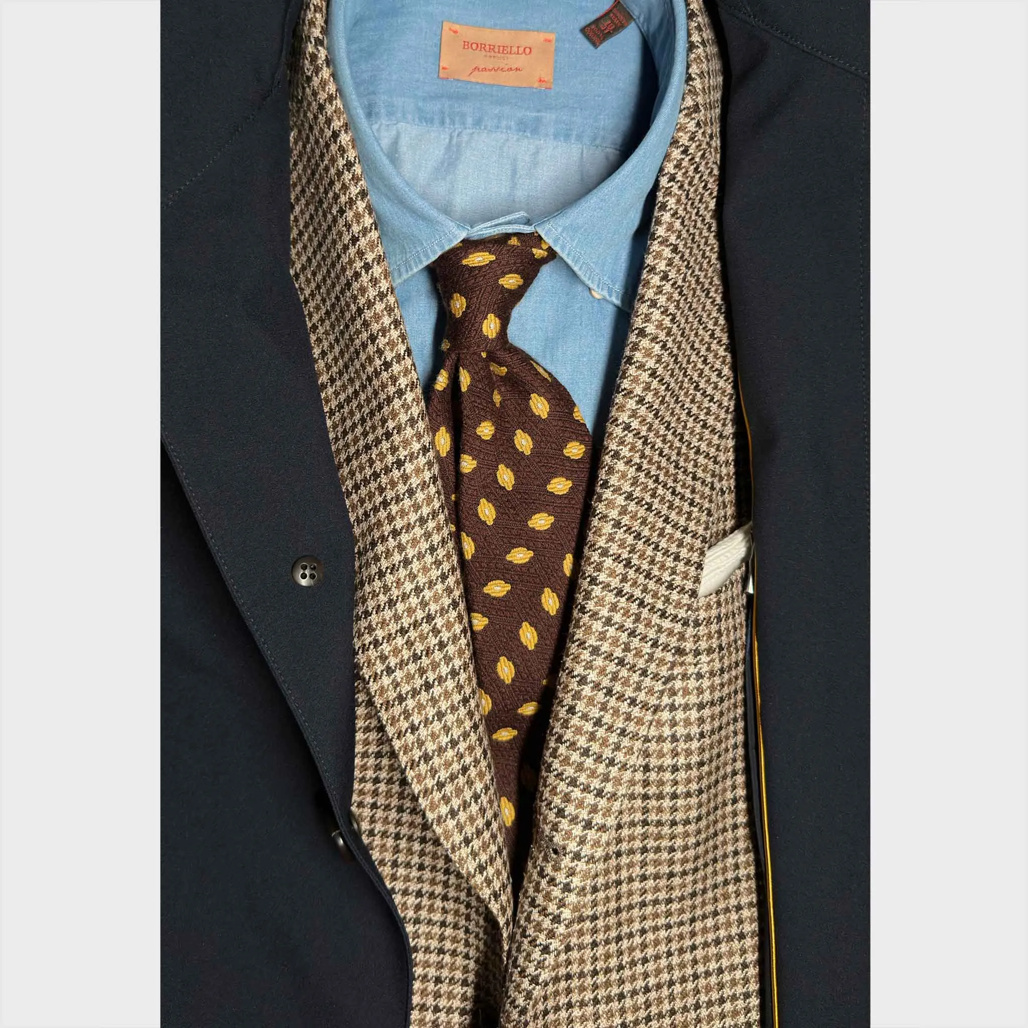 F.Marino Wool Tie Diamond Pattern Coffee Brown sold by Wools Boutique Uomo product image thumbnail 2