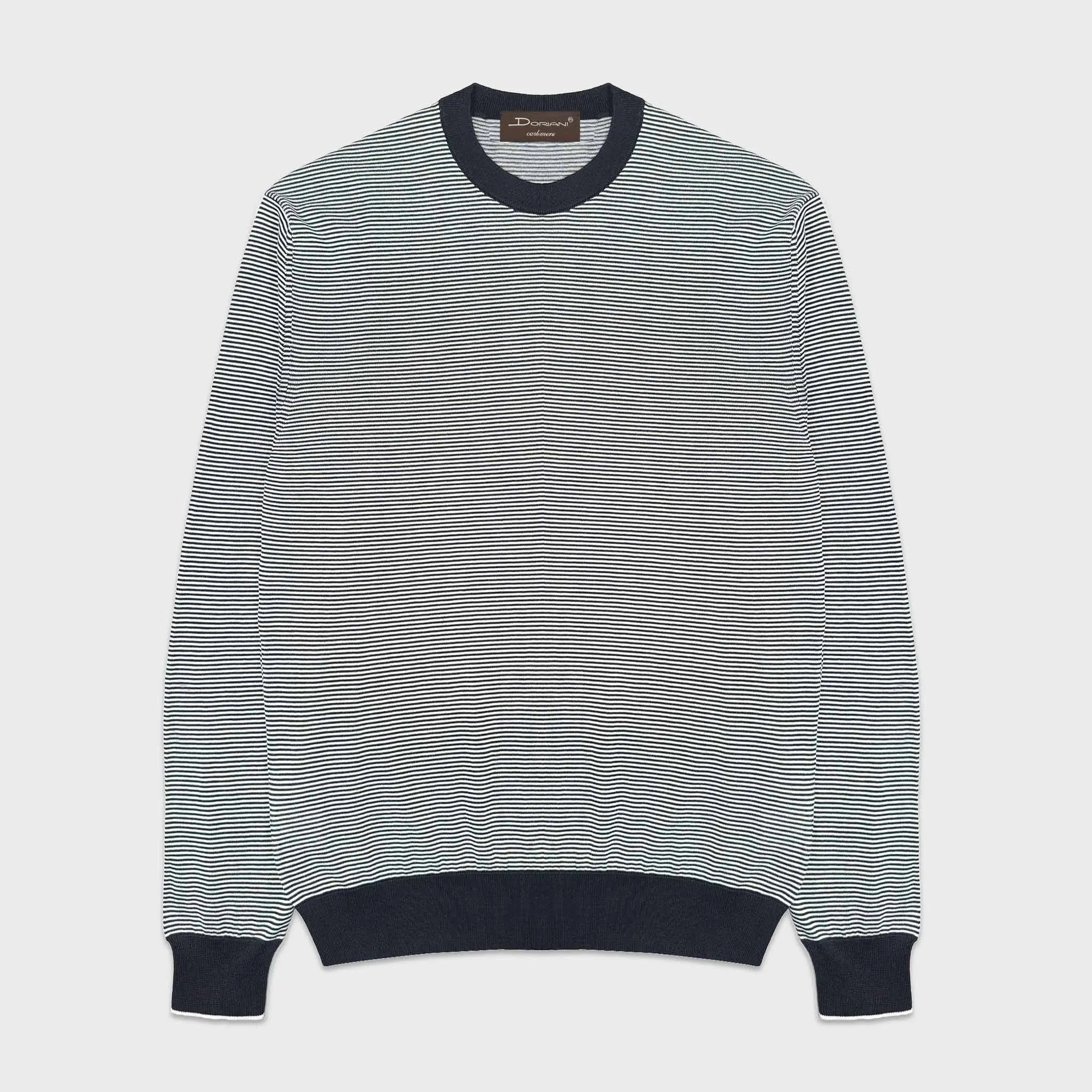 Doriani Silk Cotton Marinière Crewneck Navy White sold by Wools Boutique Uomo