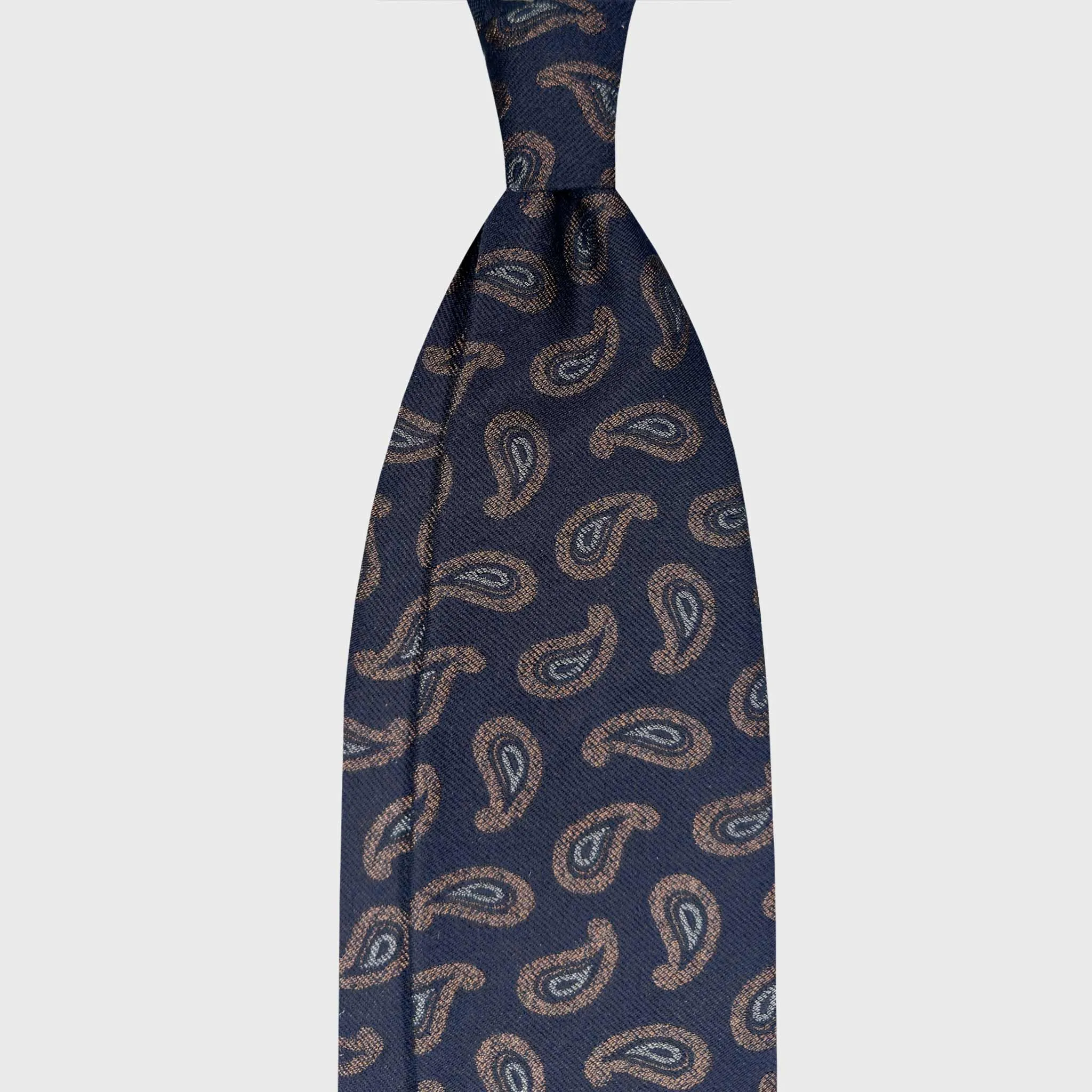 F.Marino Silk Wool Tie Paisley Pattern Navy Blue sold by Wools Boutique Uomo