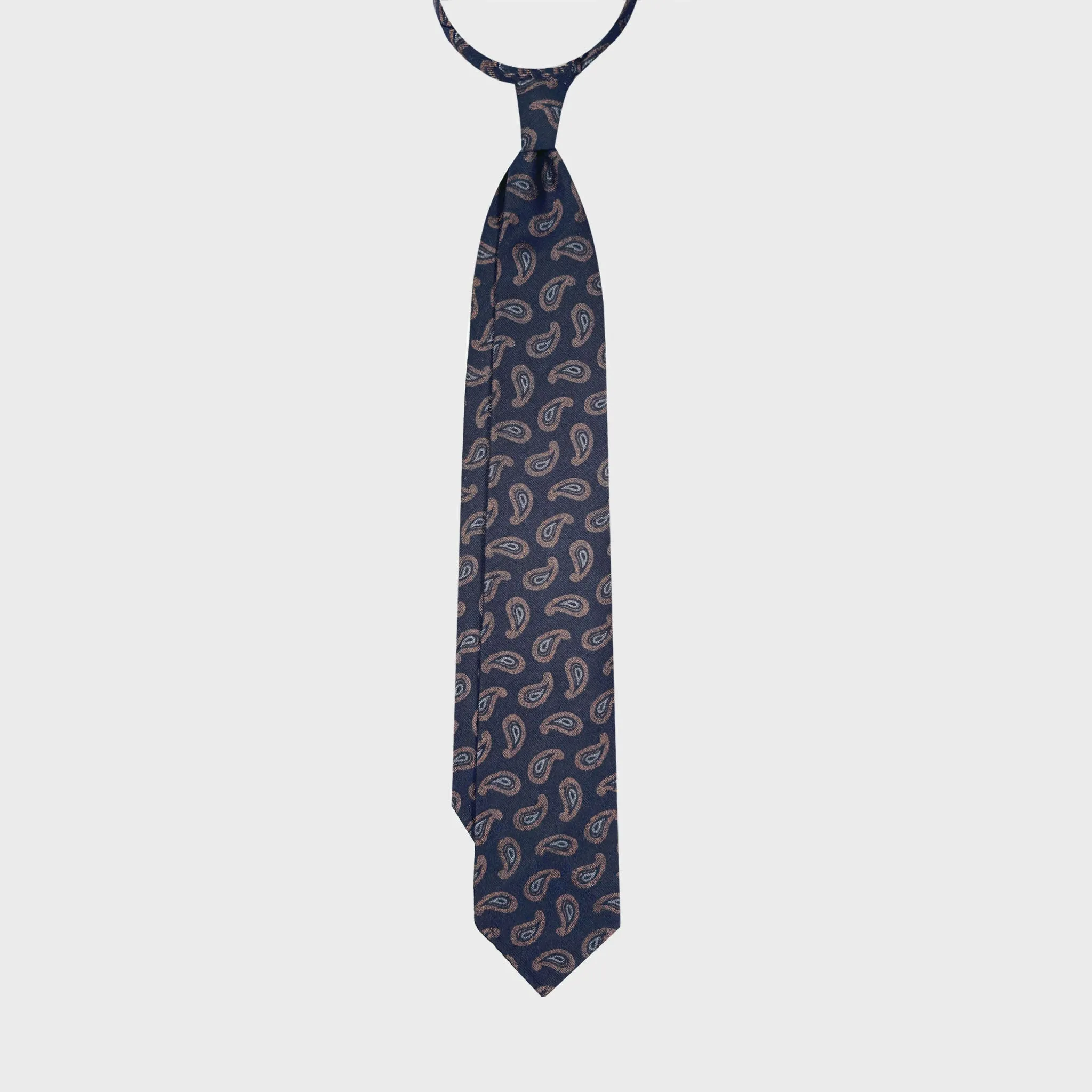 F.Marino Silk Wool Tie Paisley Pattern Navy Blue sold by Wools Boutique Uomo product image thumbnail 3