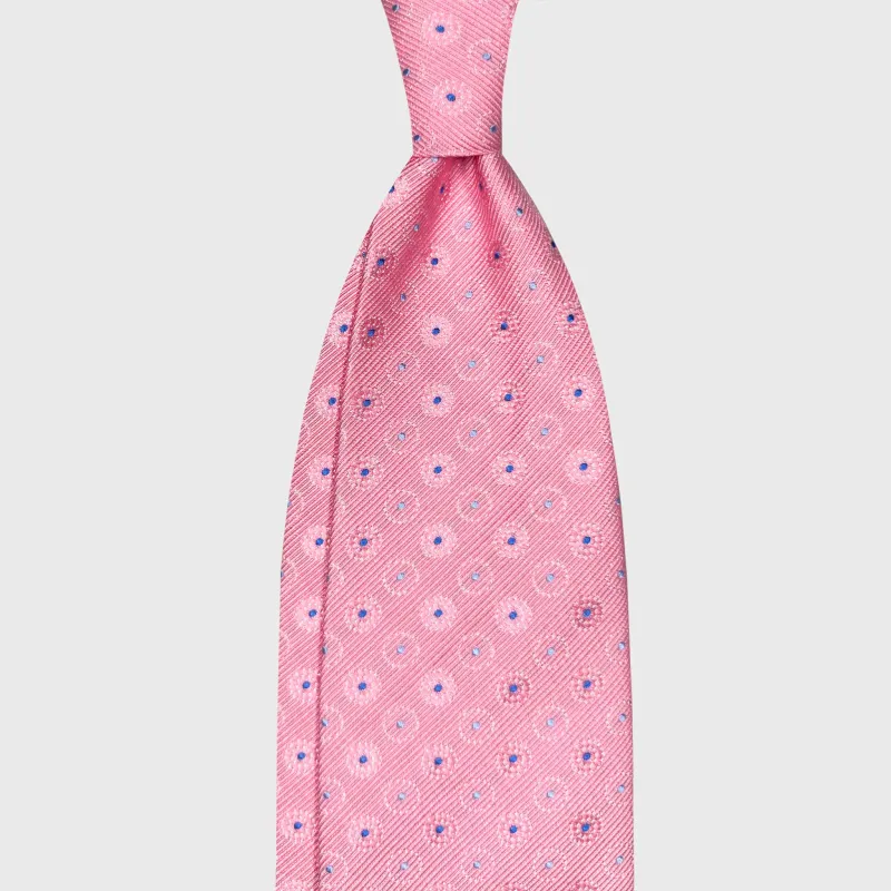 F.Marino Silk Tie Micro Medallion Pattern Light Pink made by Wools Boutique Uomo