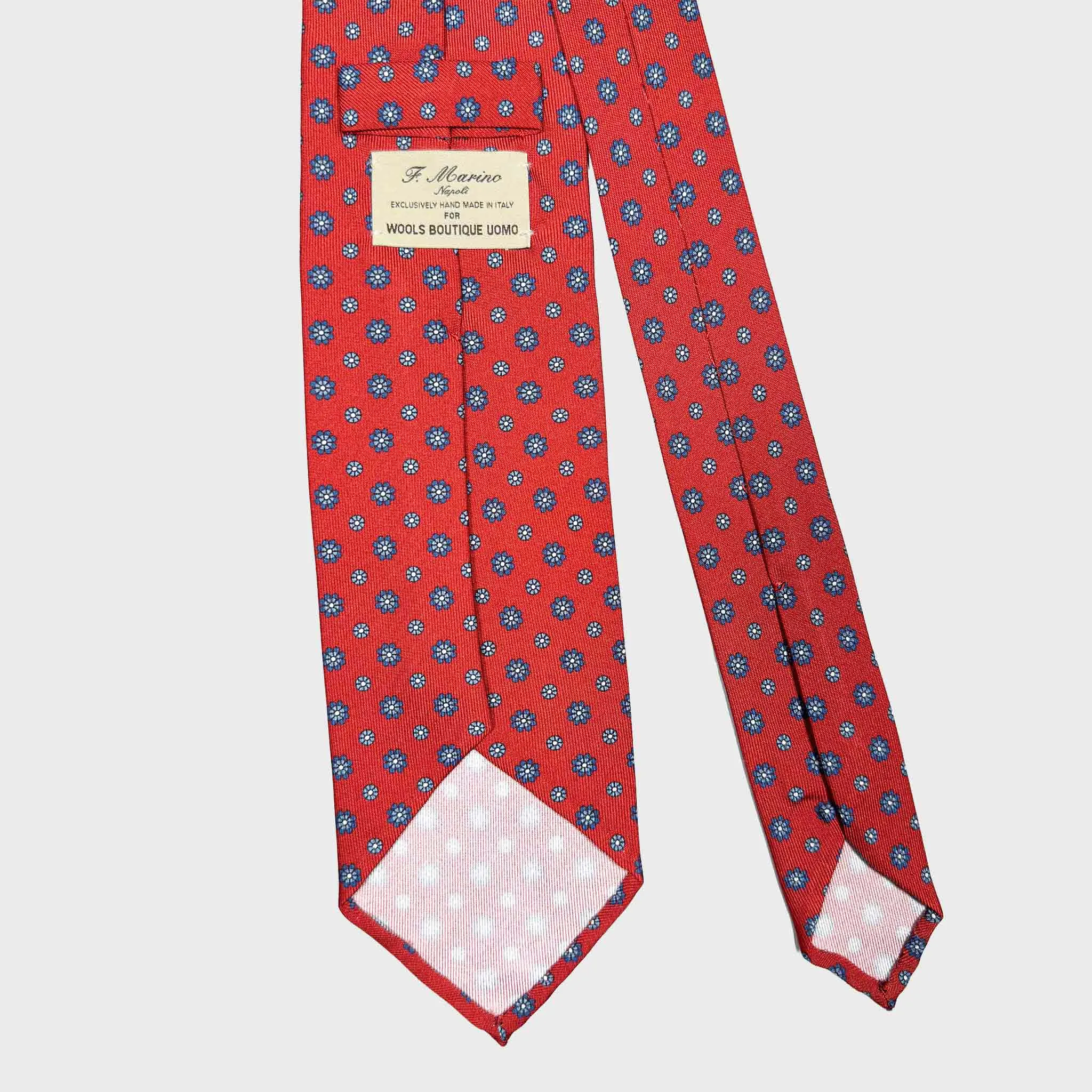F.Marino Silk Tie Classic Micro Daisy Pattern Ruby Red sold by Wools Boutique Uomo product image thumbnail 4