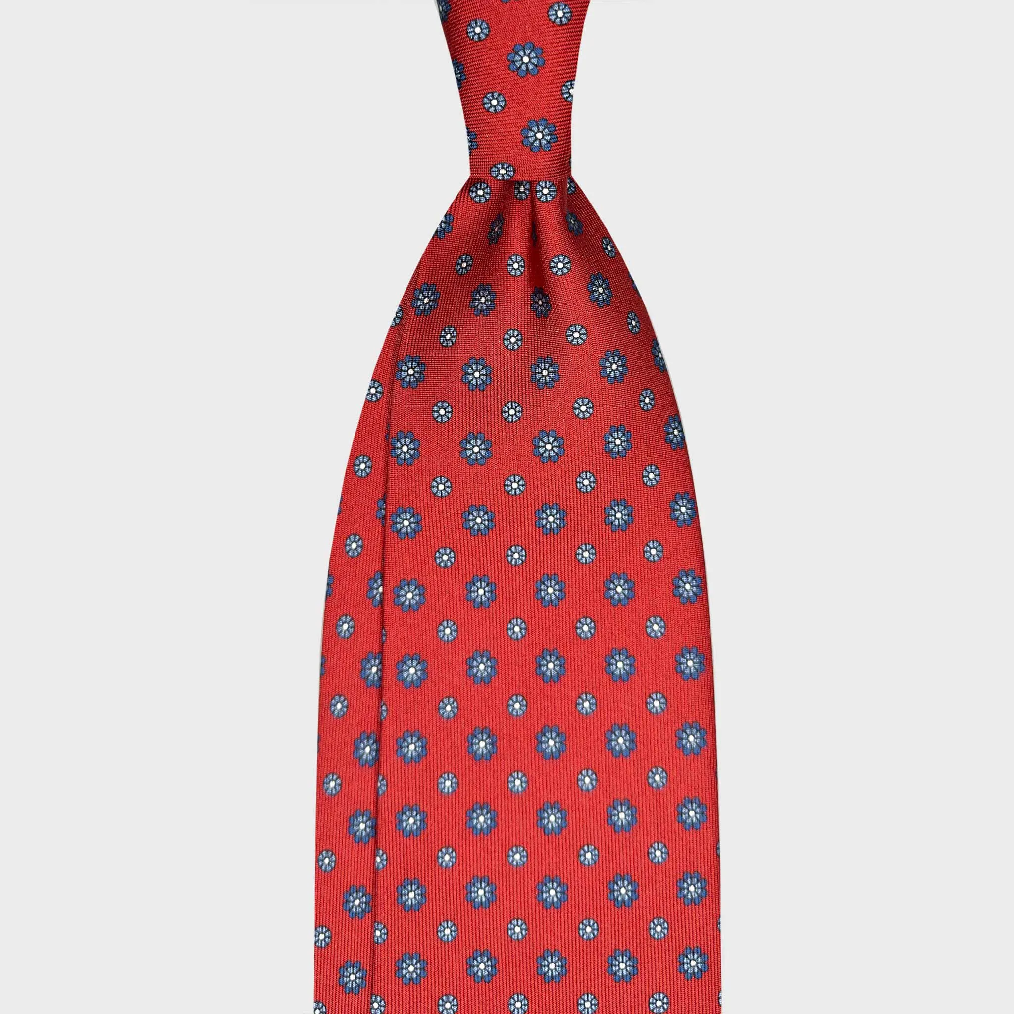 F.Marino Silk Tie Classic Micro Daisy Pattern Ruby Red sold by Wools Boutique Uomo