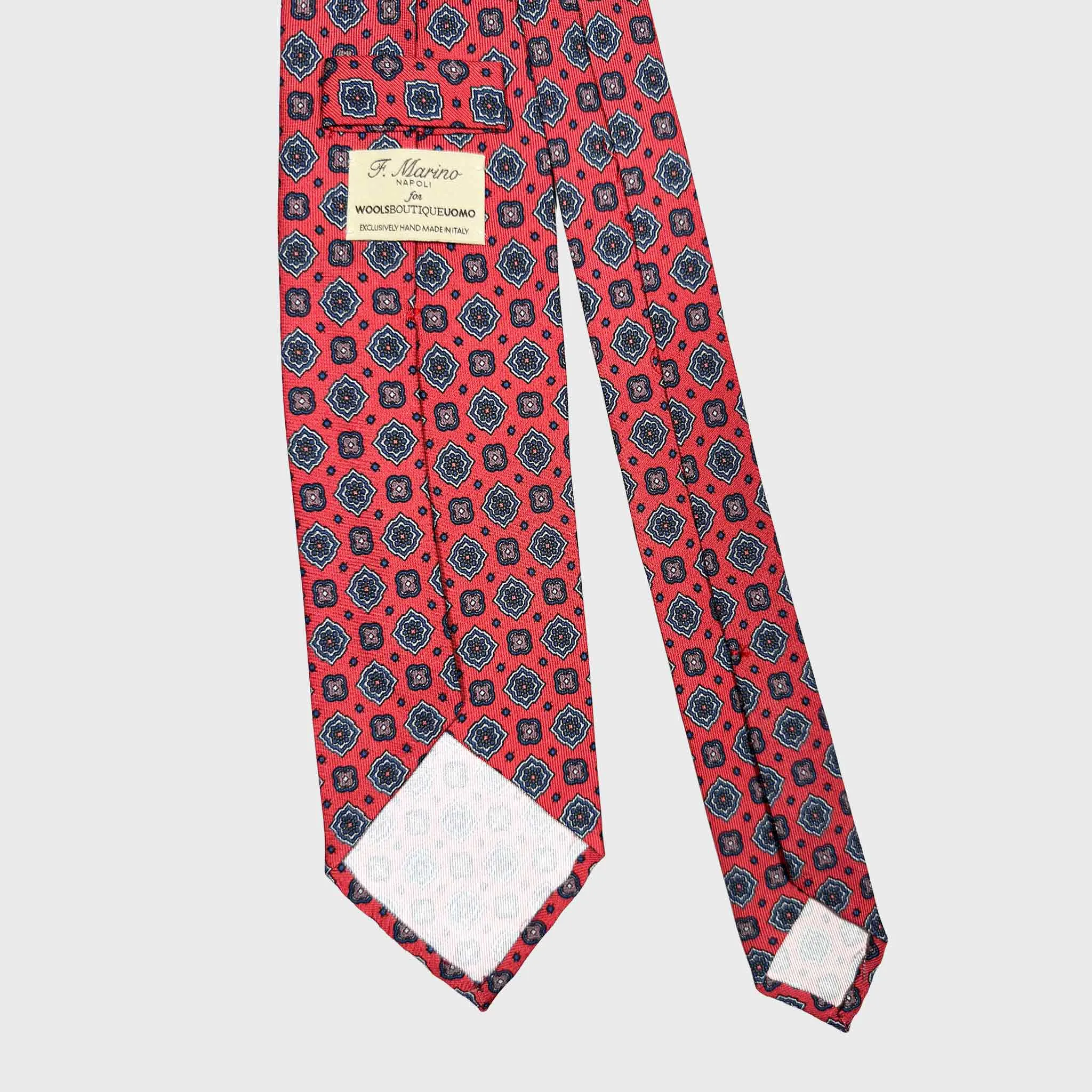 F.Marino Silk Tie Diamonds Pattern Crimson Red sold by Wools Boutique Uomo product image thumbnail 4