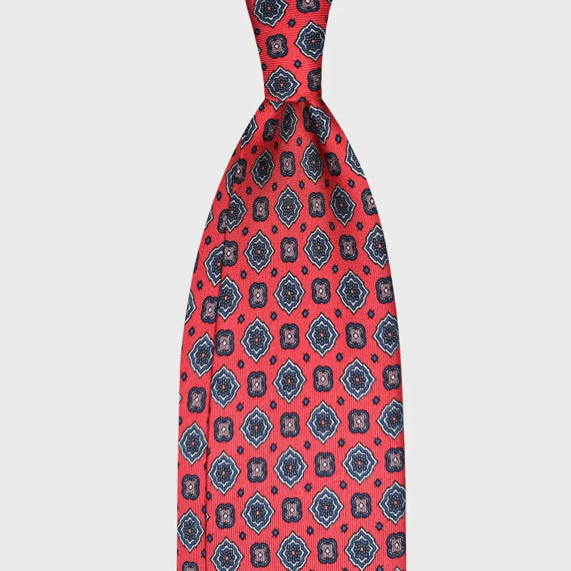 F.Marino Silk Tie Diamonds Pattern Crimson Red made by Wools Boutique Uomo