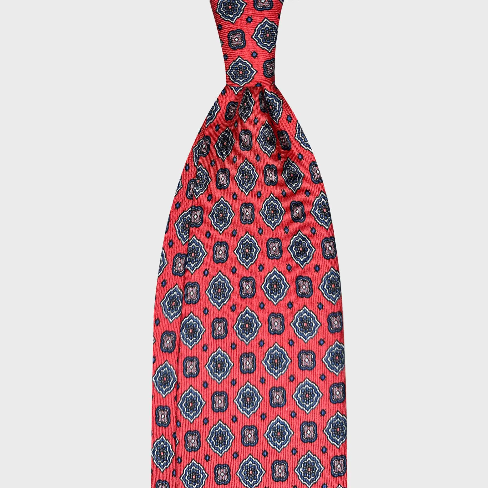 F.Marino Silk Tie Diamonds Pattern Crimson Red sold by Wools Boutique Uomo