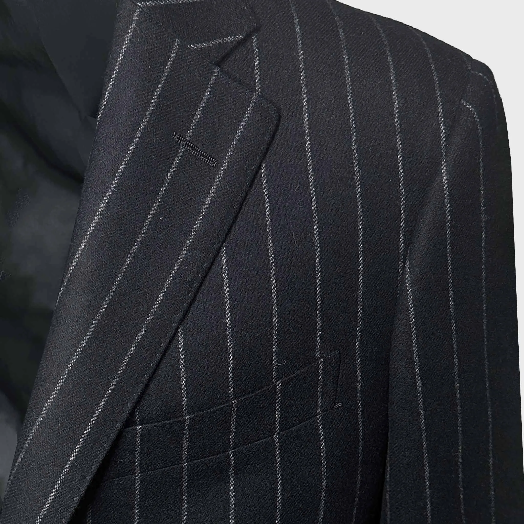 Scuderi Classic Dark Navy Blue Pinstripe Tailoring Wool Suit for Autumn Winter sold by Wools Boutique Uomo product image thumbnail 2
