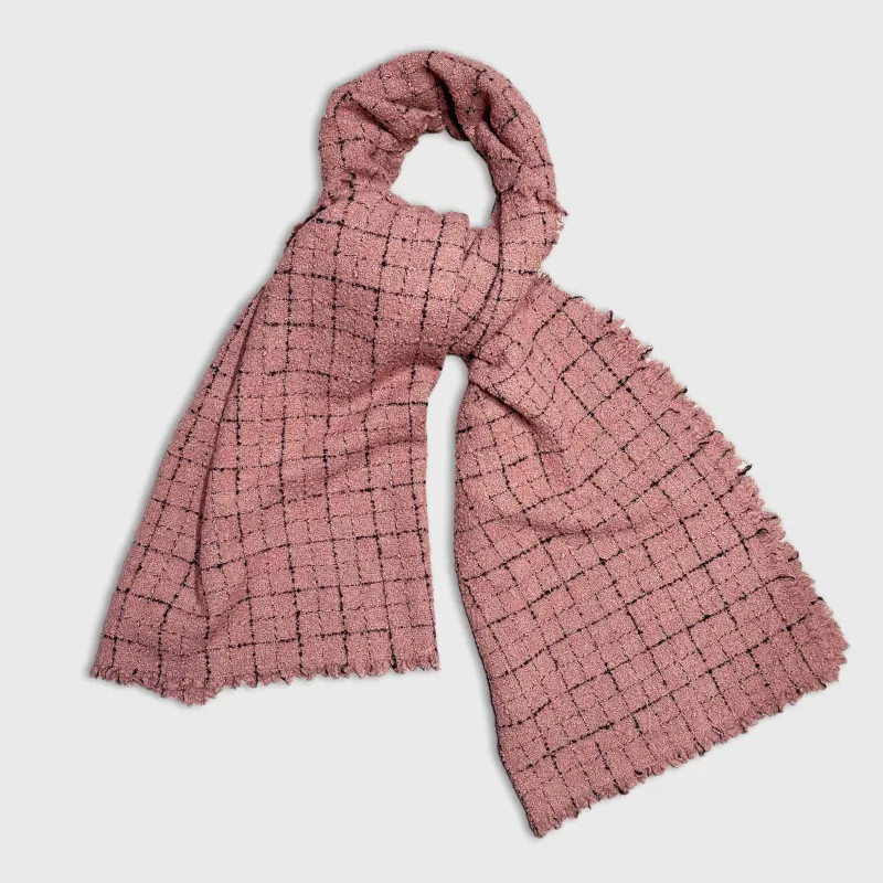 Faliero Sarti Wool Cashmere Windowpane Scarf Antique Pink made by Faliero Sarti