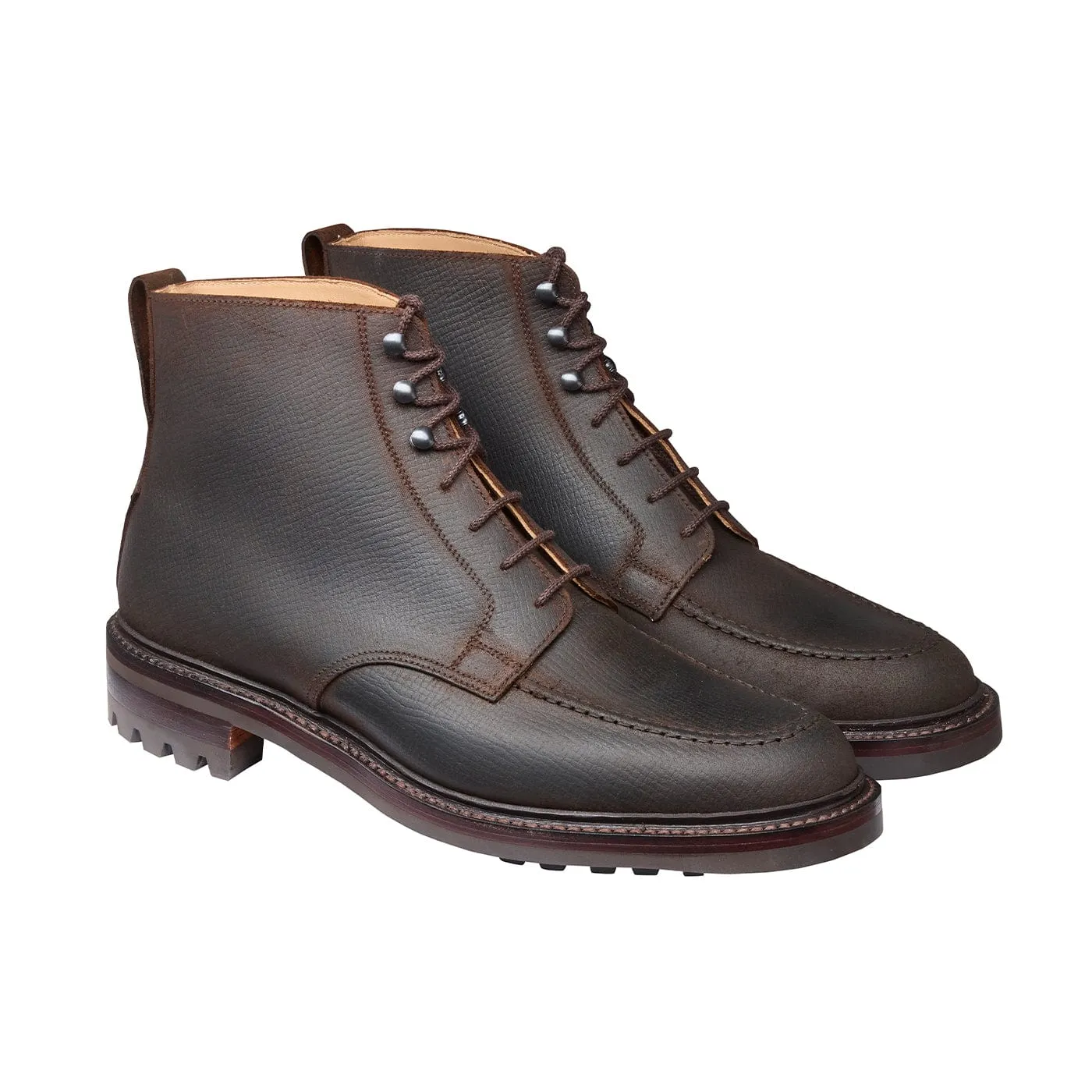 Galway 3 Dark Brown Hatch Grain Rough-Out Suede sold by Crockett & Jones