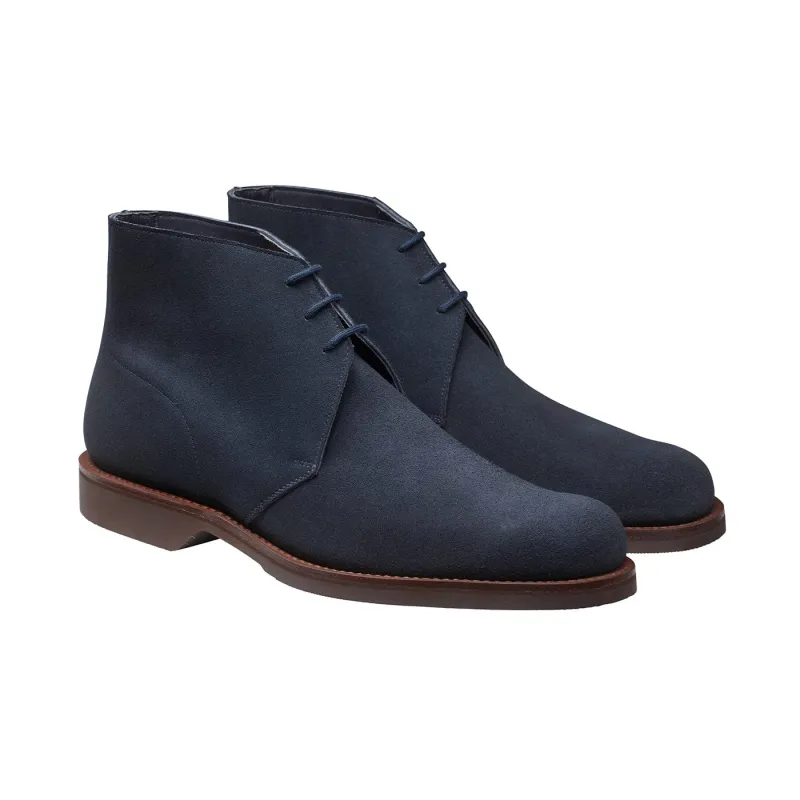 Chukka 4 Indigo Reverse Butt Suede sold by Crockett & Jones