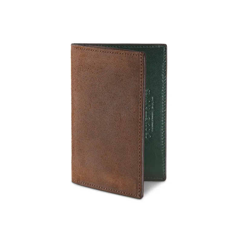 Folded Card Case Dark Brown Rough-Out Suede sold by Crockett & Jones