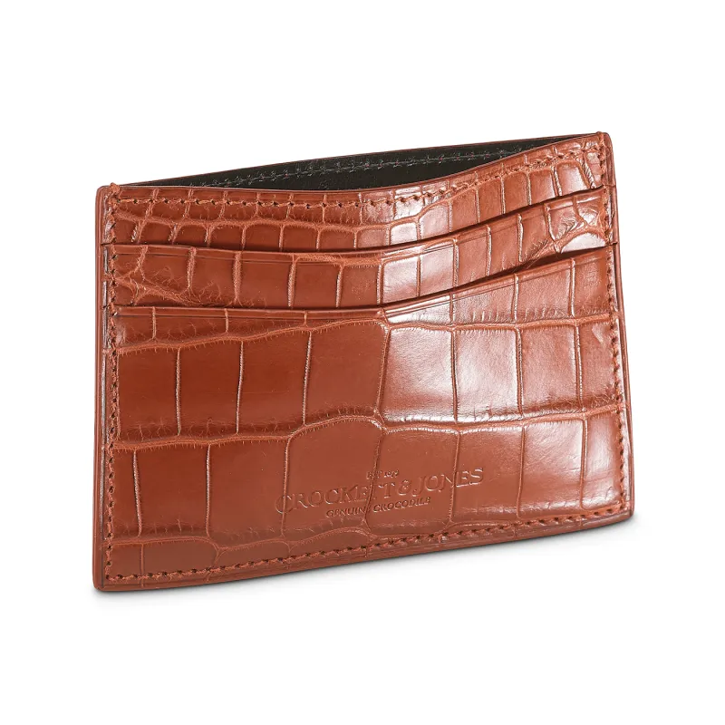 Card Holder Tan Crocodile sold by Crockett & Jones
