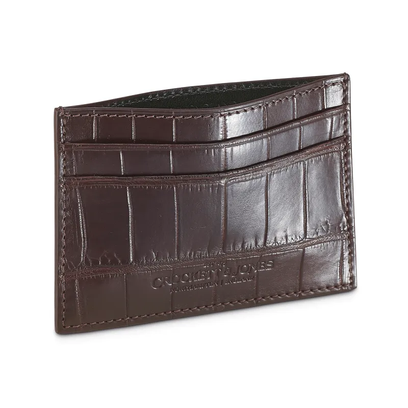 Card Holder Dark Brown Crocodile sold by Crockett & Jones