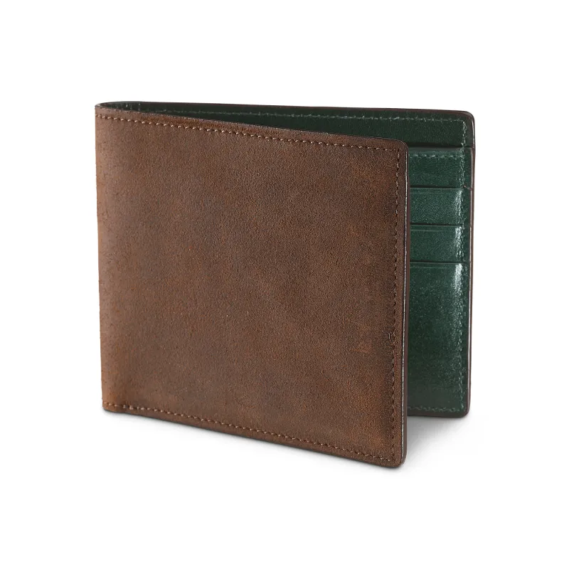 Billfold Wallet Dark Brown Rough-Out Suede sold by Crockett & Jones