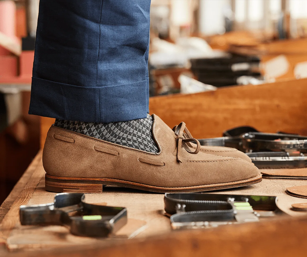 Houndstooth Socks - Grey sold by Crockett & Jones product image thumbnail 4