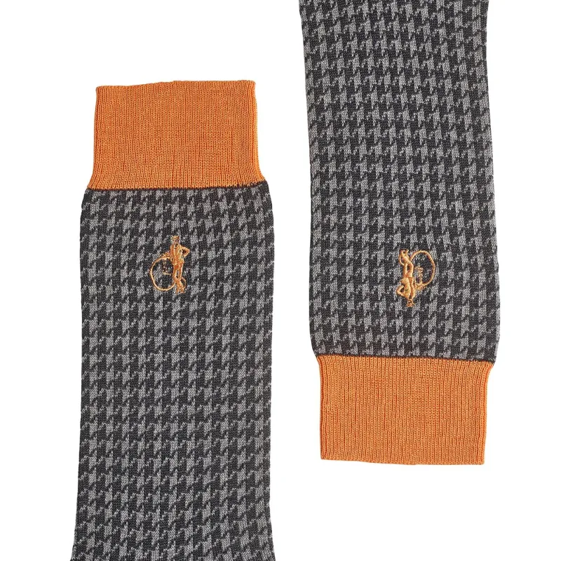 Houndstooth Socks - Grey made by Crockett & Jones