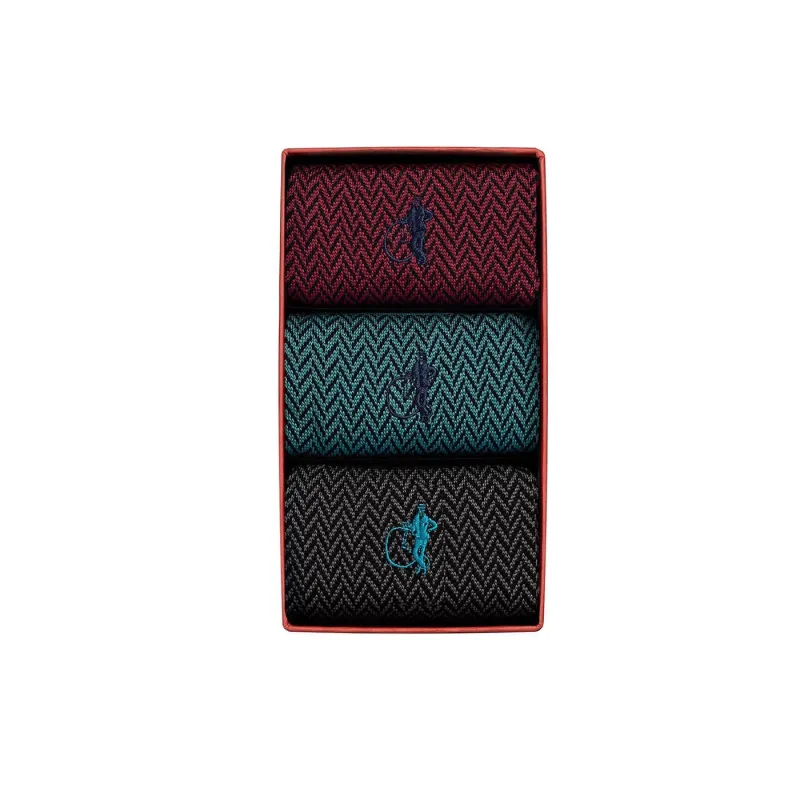 Herringbone Socks - 3 Pair Gift Box sold by Crockett & Jones