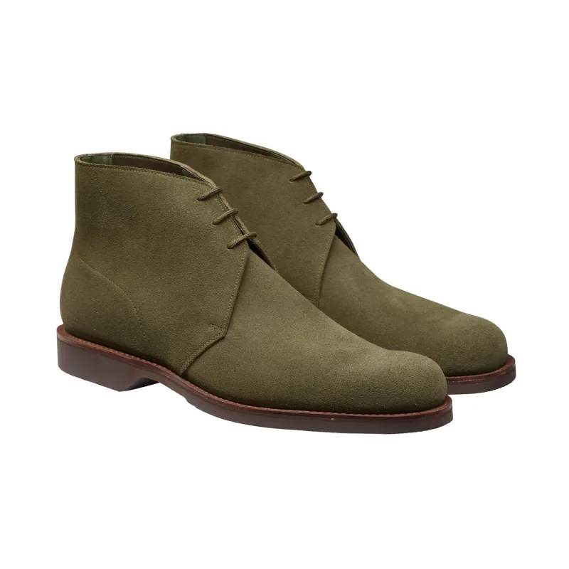 Chukka 4 Olive Reverse Butt Suede sold by Crockett & Jones