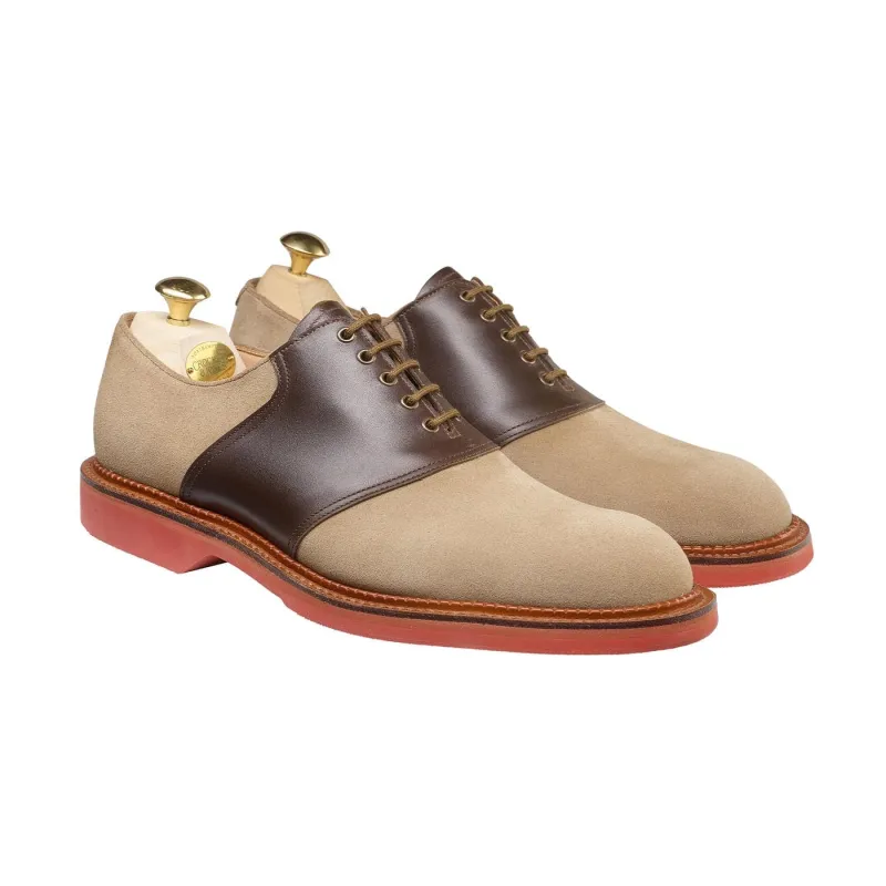 Penn Khaki Suede & Dark Brown Wax Calf sold by Crockett & Jones