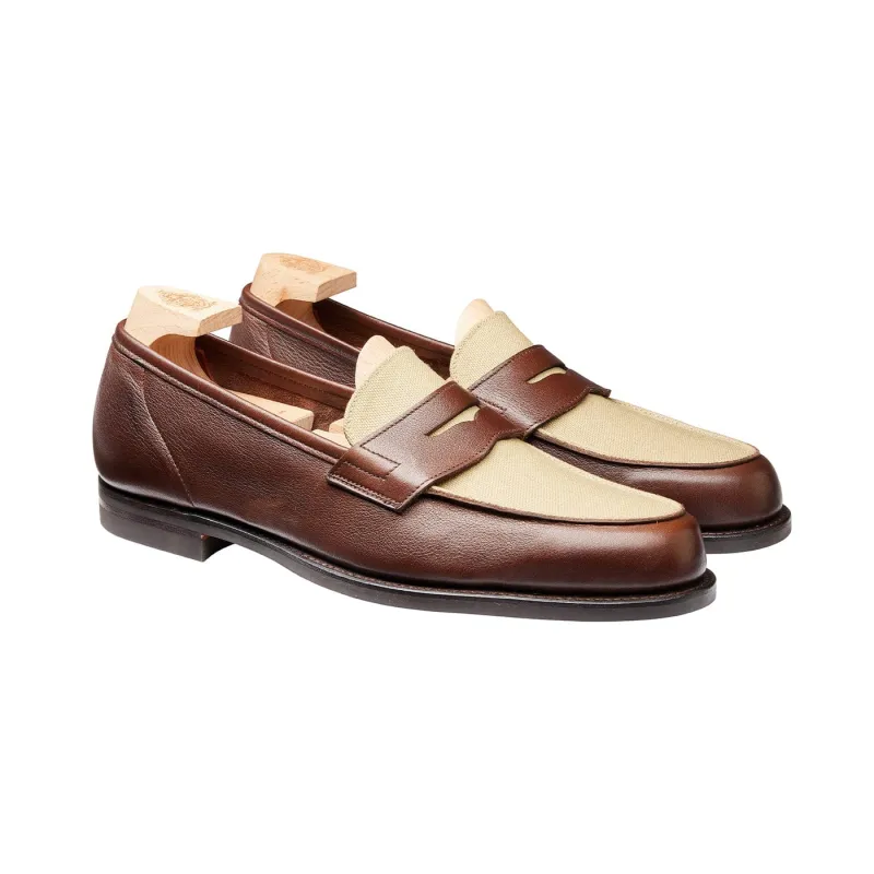 Richmond 2 Walnut Milled Calf & Stone Canvas made by Crockett & Jones