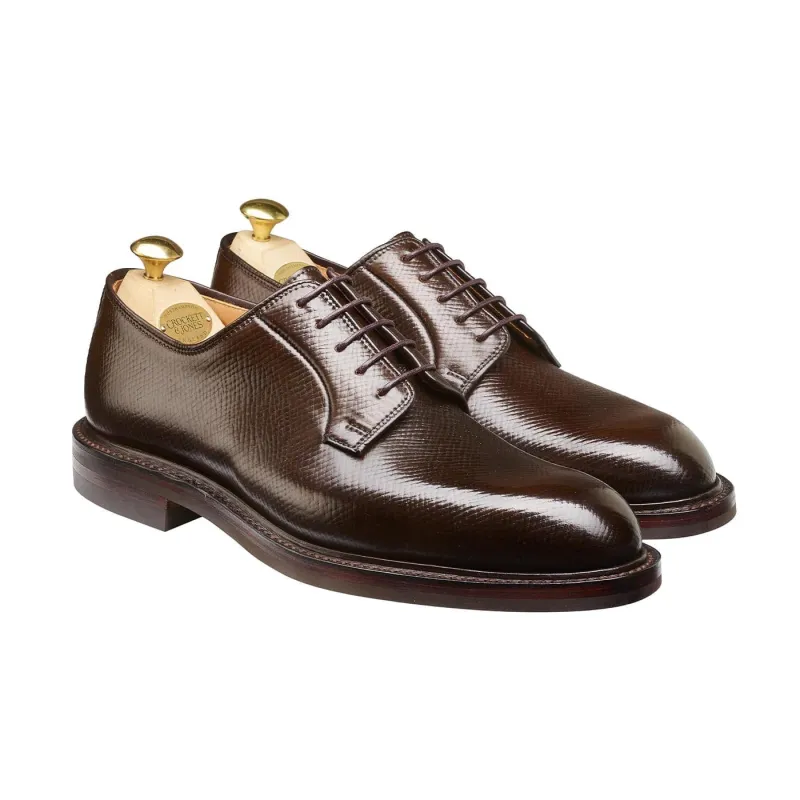 Lanark 5 Dark Brown Hatch Grain Cordovan made by Crockett & Jones