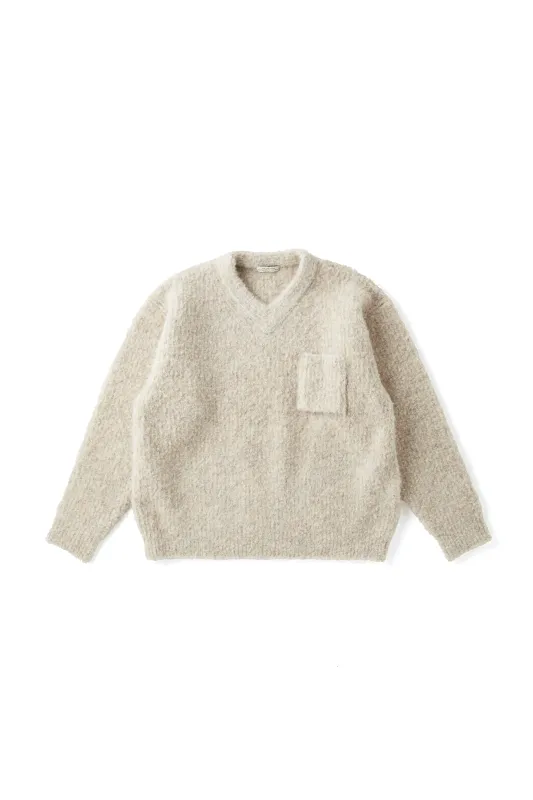 BOUCLE ALPAKA V-NECK SWEATER - 252OJ-KN04 made by Old Joe