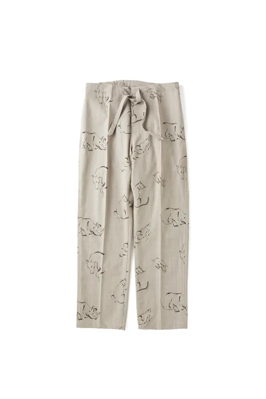 ORIGINAL PRINTED EASY TROUSER (Animal Drawing) - 252OJ-PT06 made by Old Joe