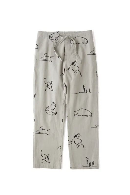 ORIGINAL PRINTED EASY TROUSER (Animal Drawing) - 251OJ-PT19 made by Old Joe