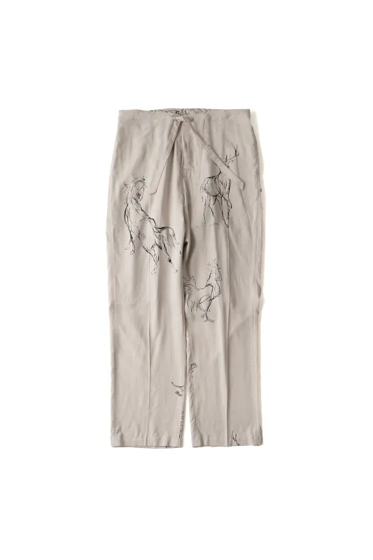 ORIGINAL PRINTED EASY TROUSER (ANIMAL DRAWING) - 261OJ-PT19 made by Old Joe