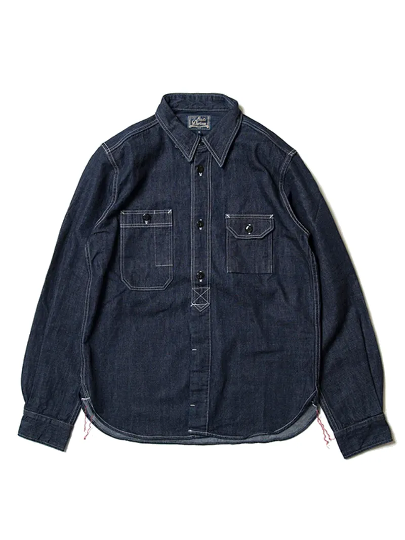 Studio D'Artisan 533B Denim long-sleeved work shirt sold by Mildblend Supply Co