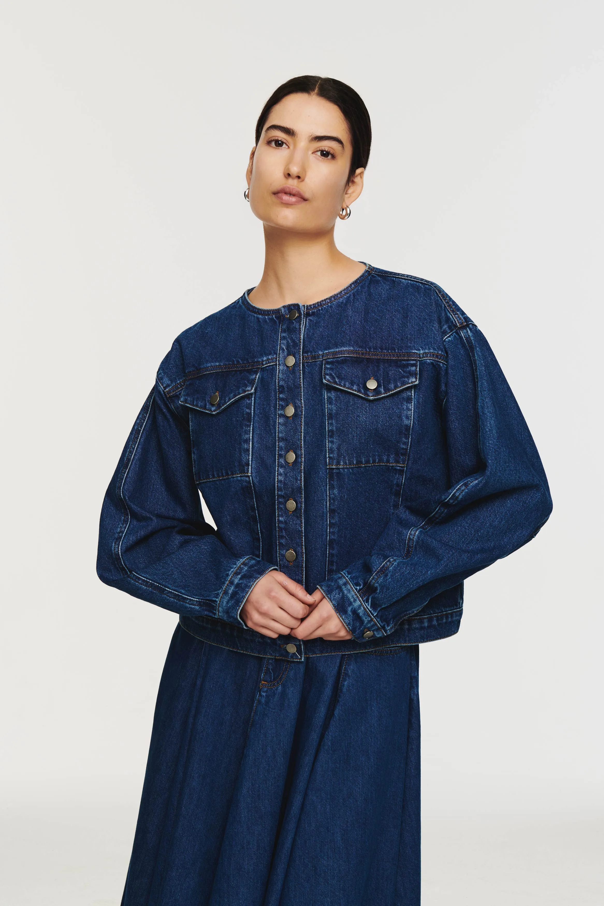 Moto Collarless Denim Jacket sold by Aligne product image thumbnail 2
