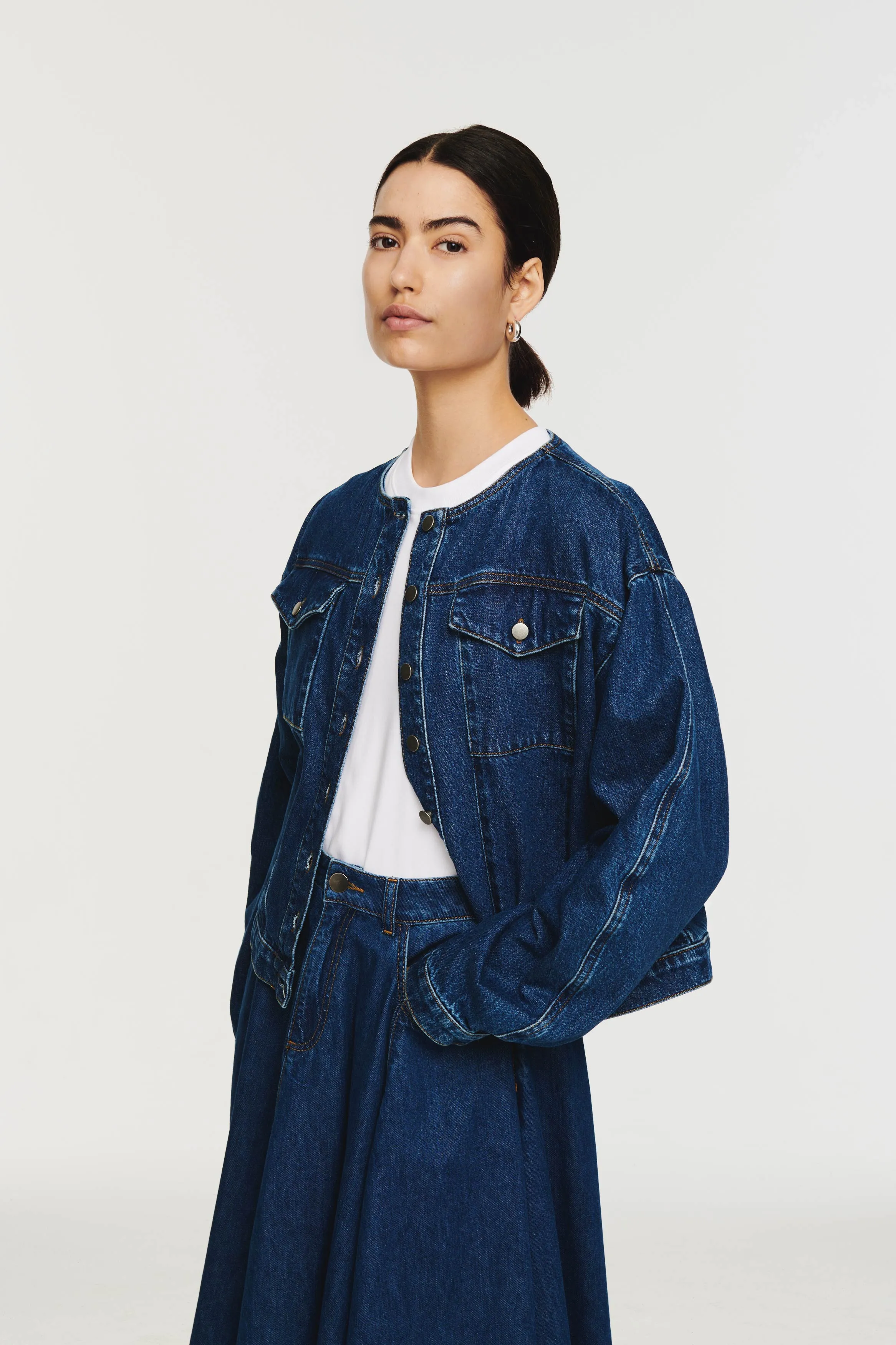 Moto Collarless Denim Jacket sold by Aligne product image thumbnail 5