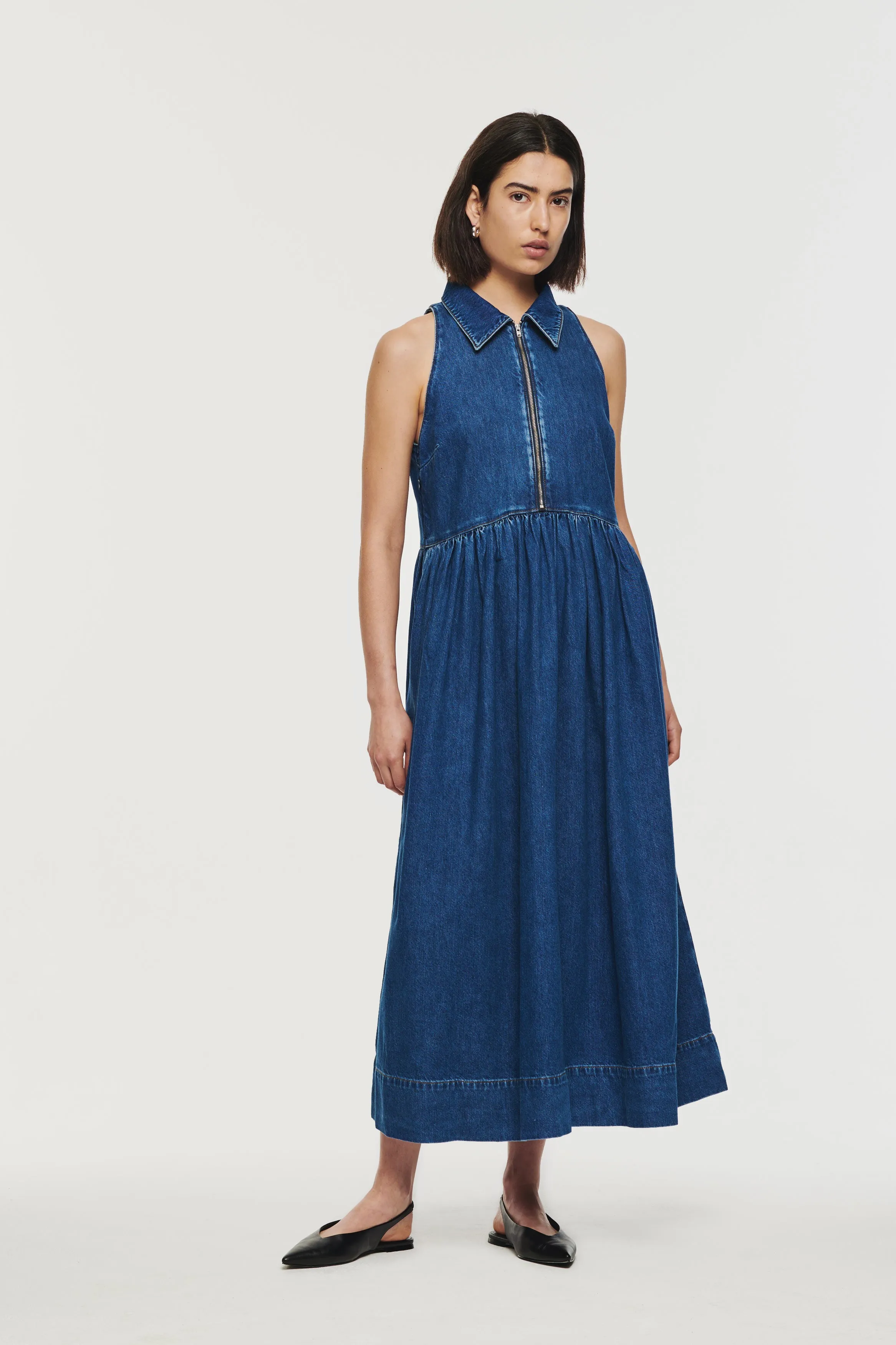Gabi Sleeveless Denim Halter Midi Dress sold by Aligne product image thumbnail 3