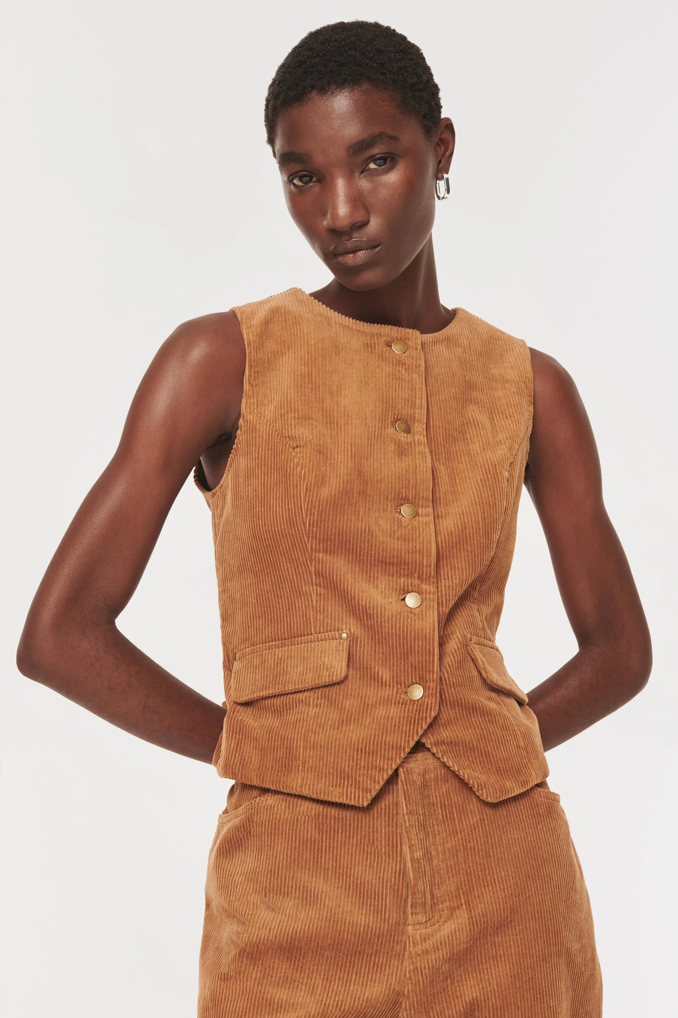 Mitch Cord Waistcoat sold by Aligne